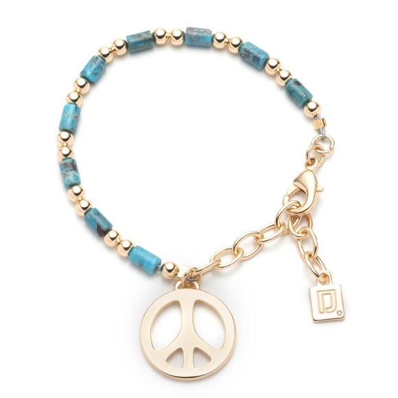 DANNIJO Augustine 10k Goldplated & Turquoise Peace Beaded Bracelet NWT - Picture 11 of 16